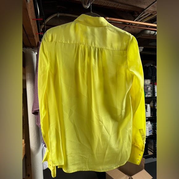 Jcrew 100% silk neon yellow button down - Picture 3 of 3